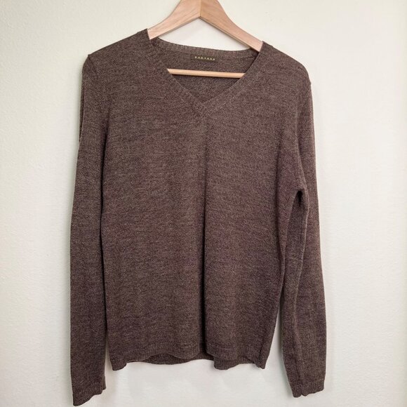 C.E.R.V.E.A.U Brown Lightweight V-Neck Long-Sleeve Sweater Size Medium - Picture 7 of 8